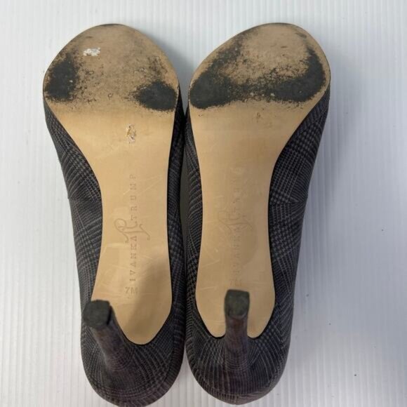 Women's Ivanka Trump Career Office Platform Plaid Gray High Heels Pumps Size 7 - Picture 7 of 10